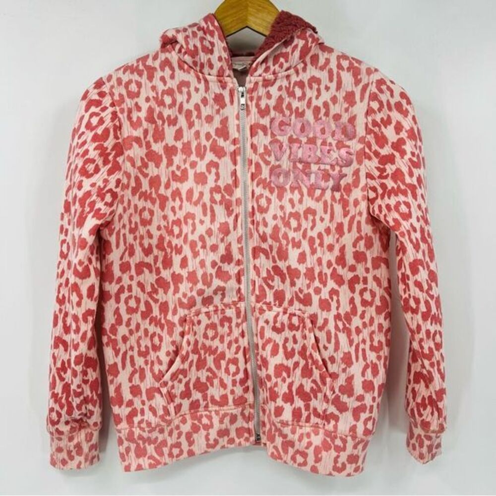 Jessica Simpson Pink Leopard Printed With Sherpa Lined Hood Full‎ Size Hoodie XL